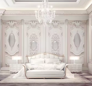 Arte de pared de patrón adornado de lujo de estilo europeo con elementos espejados papel tapiz autoadhesivo para dormitorio - Product Image 1