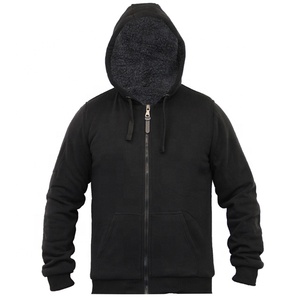 <b>Men</b> Plain Zip-Up Fleece Eco-Friendly Winter Sport Workout <b>Long</b> Sleeve Hoodie Sweatshirt <b>Coat</b> with Pockets and Thumb - Product Image 2