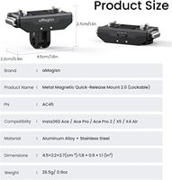 AMagisn 2.0 Supporto Magnetico Robusto in Acciaio Inossidabile con Blocco Automatico e Anti-Vibrazione per Insta360 X6/X5/Ace Pro Moto/Bici