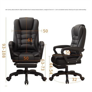 <strong>Leather</strong> Computer Office <strong>Chair</strong> Ergonomic <strong>Swivel</strong> Lifting <strong>Chair</strong> with Wooden Frame and Sliding Rail Handrail - Product Image 4