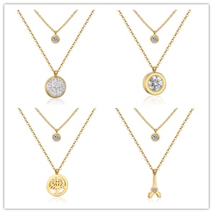 Collar de Gemas Blancas de Doble Capa Chapado en Oro de 18K, Nuevo Modelo Más Vendido - Product Image 2