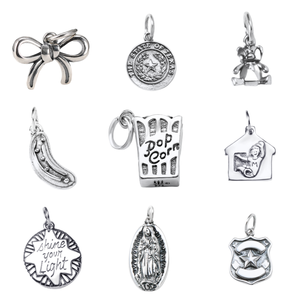 Breloques en argent S925 <span class=keywords><strong>James</strong></span> Avery : sceau du Texas, ours en peluche, cornichon, popcorn, maison, « Shine Your Light », badge religieux - Product Image 1