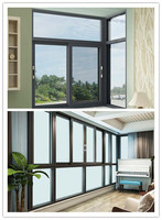 Orient Modern Designs Modelos franceses Dimensiones Arco de madera maciza Madera de teca Aluminio-Ventanas abatibles revestidas de madera