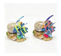 Figurine en résine de raie, poisson tropical, décor océanique côtier, avec base en corail et globe de sable, ornement souvenir de plage