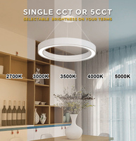 Lustre LED Linéaire Rond Moderne Suspendu en Cercle, Suspension Plafond Courbe en Acrylique, 2/3 Anneaux, 40W 60W, Luxe