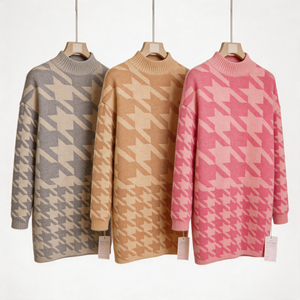 Suéter <span class=keywords><strong>de</strong></span> cuello alto YIYU, a la moda, con estampado a cuadros, tipo polo, precio <span class=keywords><strong>de</strong></span> fábrica, venta al por mayor, suéter largo para mujer - Product Image 2