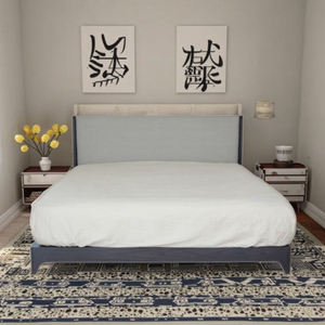 เตียงควีนไซส์ทำจากไม้สักสไตล์ร่วมสมัยเตียงควีนไซส์สำหรับตกแต่งบ้าน - Product Image 1