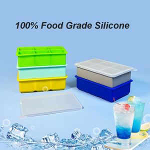 6 Grid Large Silicone Ice Cube Tray, Big Square Ice Cube Molds for Whisky Cocktail, Ice Maker Tray with Lid for Freezer - Product Image 4