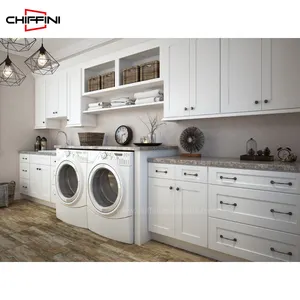 El mejor gabinete de lavandería de estilo coctelera blanco americano de roble RTA de 3 cajones con estante