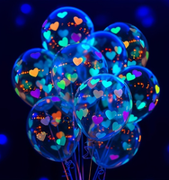 20 ballons en forme de cœur imprimés fluorescents, décorations de fête en latex réactif aux UV, adaptés aux anniversaires, mariages, Saint-Valentin