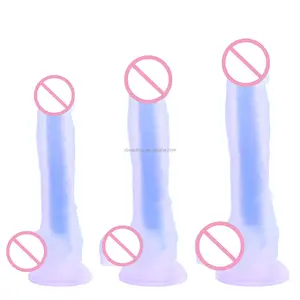 Factory Direct Sale ansparent appearance middle blue heart super beautiful luminous effect liquid silicone dildo for women sex t