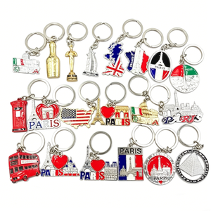 Porte-clés en alliage, souvenirs métalliques de lieux emblématiques du monde, cartes de villes, drapeaux de pays : Italie, <span class=keywords><strong>France</strong></span>, Royaume-Uni, États-Unis, Dubaï, Égypte - Vente en gros - Product Image 4