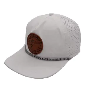 Topi truk luar ruangan putih grosir topi truk lubang Laser 6 Panel topi olahraga Cap jaring kustom Pria Wanita kualitas tinggi