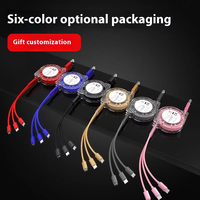 2.4A Retráctil 3 en 1 Datos de carga Cable USB Cargador USB de teléfono móvil de carga rápida multifuncional para regalo