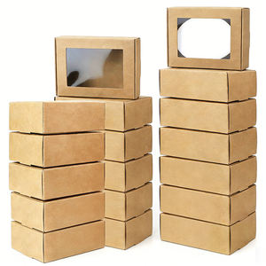 Boîtes en carton ondulé carrées personnalisées avec fenêtre pliante, boîtes d'emballage cadeau en kraft - Product Image 5