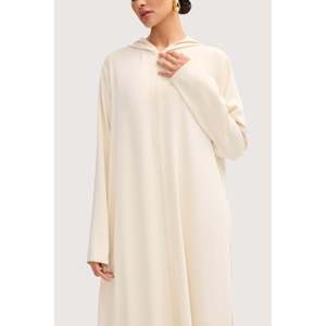 <span class=keywords><strong>Felpa</strong></span> Aisha con cappuccio bianco sporco Abaya per donna <span class=keywords><strong>felpa</strong></span> comoda - Product Image 2