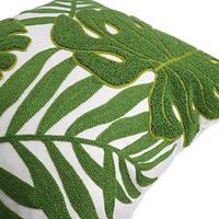 Housse de coussin décorative 100% coton, broderie feuilles vertes tropicales, pour canapé, salon, décoration intérieure NLS-Cotton