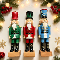 Figurine de soldat casse-noisette de Noël nordique en résine, poupée casse-noisette peinte à la main, décoration de table pour la maison