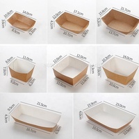 Kartonnen wegwerpverpakkingen voor hotdogs, friet, sushi en andere warme gerechten; fastfood-schaaltjes van kraftpapier.