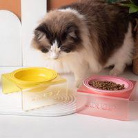 Bols à nourriture et à eau pour chat en céramique moderne de haute qualité, 250 ml, forme arrondie, imperméables, antidérapants, motif uni, emballage en boîte