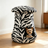 Lit-cave pour animaux de compagnie, design champignon, imprimé léopard, de luxe personnalisé, pour petits chiens apaisants et chats, usage intérieur, vente en gros