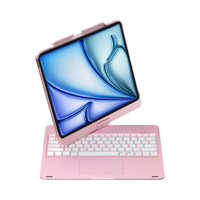 IPad Pro 360 için 12.9 ° dönebilir klavye (6. 5. 4. 3. Gen) 7 renkli arka ışık, çoklu dokunmatik Trackpad ince ve hafif (gül altın)