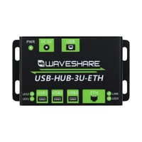 Waveshare - Concentrador USB Industrial USB-HUB-3U-ETH, 3 Puertos USB 2.0 con Protección ESD + Conector Ethernet de 100M, Chip Ethernet RTL8152B Integrado