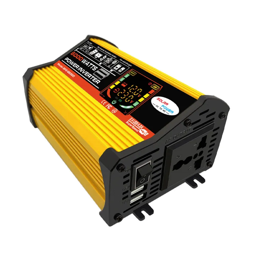 Inverter mikro Dc 12V A 110V 220V, konverter tegangan Ac dengan 2 port Usb 500W