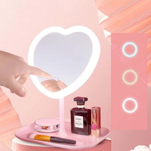Heart Shape LED Vanity Mirror Detachable Makeup Mirror Travel Cosmetic Mirror with LED Lights for Valentine's Day Gift Birthday - Product Image 1