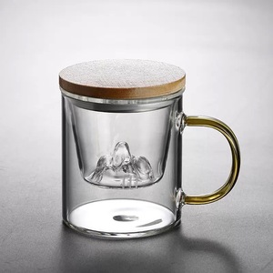 Taza de té de vidrio al por mayor de alta calidad Guanshan <span class=keywords><strong>Bei</strong></span> con Infusor de vidrio Taza resistente al calor de 350 ML - Product Image 2