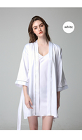 Ensemble de pyjama 2 pièces en satin pour femme, col en V, manches courtes, respirant, élégant, grandes tailles, printemps-été-automne, personnalisé en usine