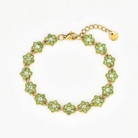 Bracelet pour femme CYNYA en acier inoxydable 316L plaqué or 18 carats, luxe, fleur à six pétales française, pavé de strass