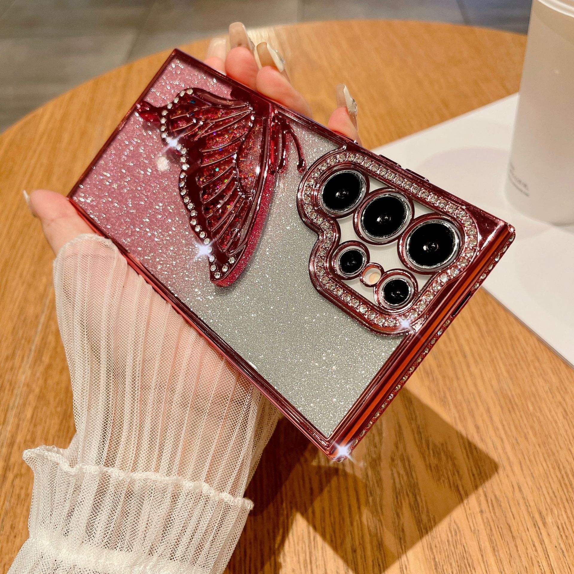 Rose + carte de paillettes dégradé