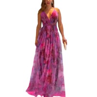 Europäisches und amerikanisches Damen-Sommerkleid in Bodenlänge, neues Mesh-Print-Design für Urlaub, Freizeit und Party