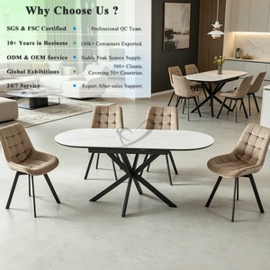 Table à <span class=keywords><strong>manger</strong></span> ovale de luxe OKAY, très vendue, avec pieds en métal et plateau en céramique, pour 4 chaises, table de restaurant - Product Image 1
