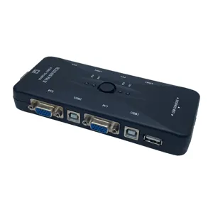SY USB 2.0 KVM交换机4端口USB 4进1出VGA分离器适配器盒，用于键盘鼠标监视器1显示器共享4 PC