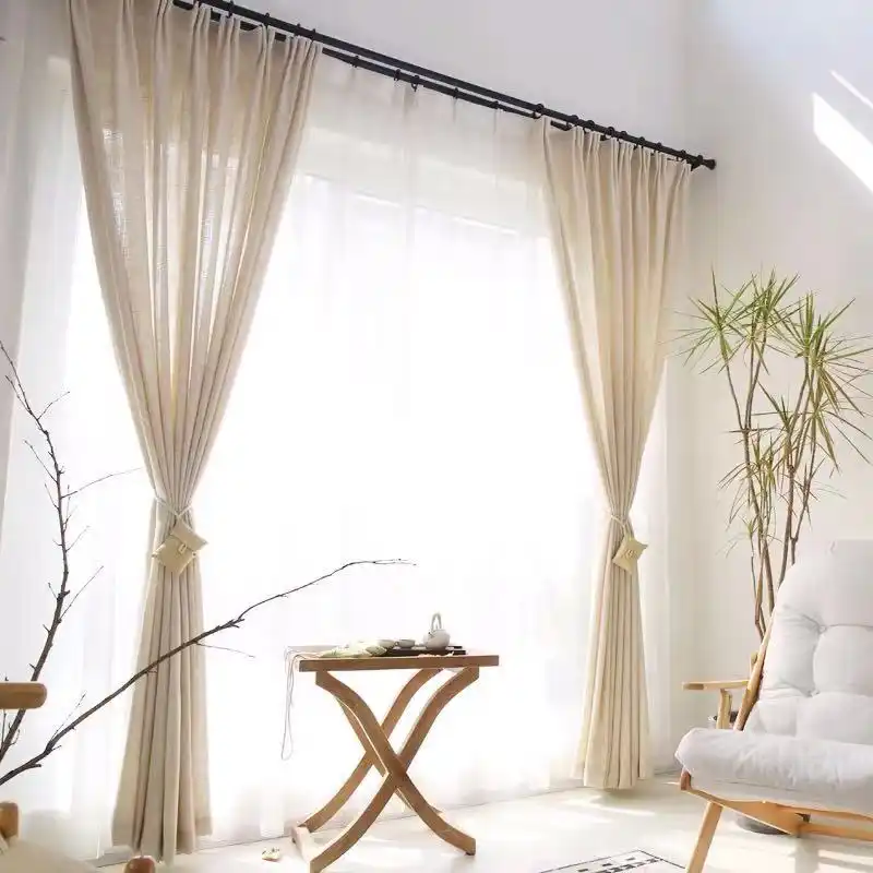 100% Woven Belgian Linen Fabric Natural Flax Linen Drapes Sheer Window Curtains For The Living Room