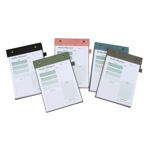 A5 tamaño 100gsm planificador diario desgarrable 100 hojas para hacer lista con tablero de cuero PU horario práctico Bloc de notas libro para oficina de trabajo - Product Image 1