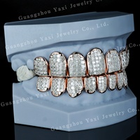 Grillz Hip Hop de haute qualité, personnalisés, en argent 925 et or massif 10K 14K 18K, avec micro-inserts invisibles, certifiés par un tiers, taille princesse