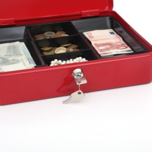 Cash Box Cash Box Metal Cash Box Key Lock Steel Money Boxes With 3 Compartments Money Tray Coin Box