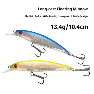 เหยื่อปลอมแบบลอยน้ำสำหรับตีไกล พร้อมเสียงกระดิ่งในตัว เหยื่อปลอมที่สมจริงสำหรับตกปลาในน้ำจืดและน้ำเค็ม เหยื่อแข็ง - Product Image 1