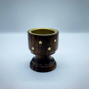 Tour en bois tour métal détails porte-encens, prix abordable diffuseur d'arôme en bois fait main, bougeoir en bois - Product Image 1