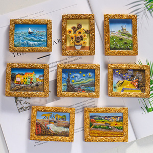 Aimants de réfrigérateur créatifs, peintures célèbres du monde entier, série <span class=keywords><strong>Van</strong></span> <span class=keywords><strong>Gogh</strong></span>, ciel étoilé, tournesol, style nordique, résine 3D magnétique - Product Image 3