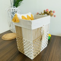 Grand panier de rangement pour dortoir essentiel-respirant en corde de coton Panier à vêtements hygiénique Doublure détachable Organisation Paniers tissés