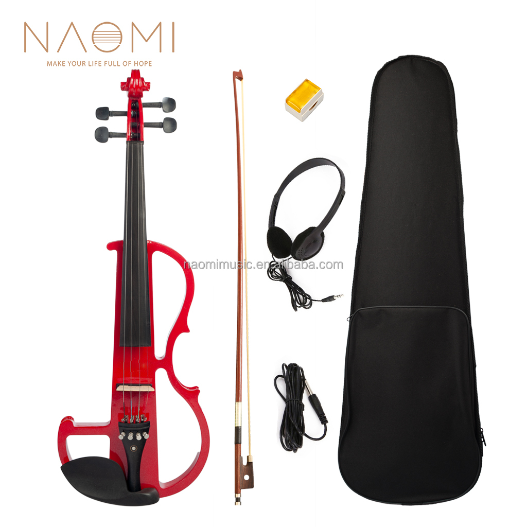 NAOMIレッドエレクトリックバイオリンセット厳選ソリッドウッドホロー