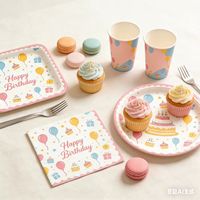 Nouvel ensemble de vaisselle jetable de luxe Lanweier pour les fêtes d'anniversaire et les festivals, avec assiettes et serviettes, Zhejiang