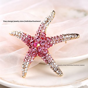 Broche de Estrela-do-mar Vintage Transfronteiriço em Liga com Strass para Mulheres, Design de Nicho de Alta Qualidade, Atacado <span class=keywords><strong>DIY</strong></span>, Alfinete para Terno e Corsage - Product Image 2