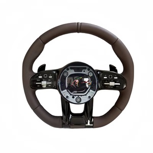 Cuir marron pour volant AMG pour Mercedes Benz W223 W253 W213W205 W222 <span class=keywords><strong>W206</strong></span> W213 E63 AMGVolant avec palettes de changement de vitesse - Product Image 6