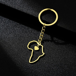 Colgante Personalizado con Forma de Mapa de África, Llavero en Blanco, Dijes de Acero Inoxidable Dorado para Fabricación de Joyas y Llaveros - Product Image 2