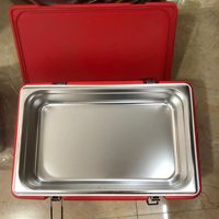 201 Edelstahl Isolierbox mit abnehmbaren Fächern, rot, Speisenwärmer/-kühler mit 24L Fassungsvermögen